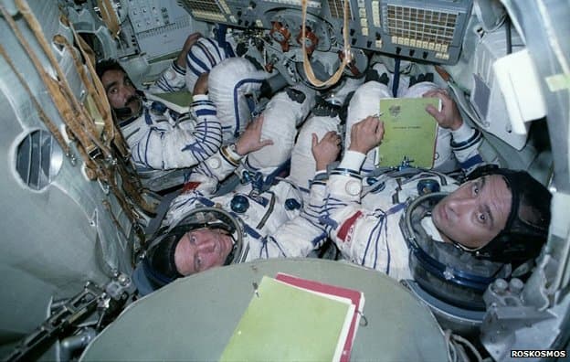 Ahad Momand at the Mir Station in space.