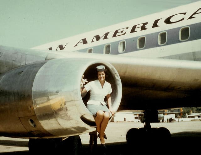 A PanAm jet and flight attendant