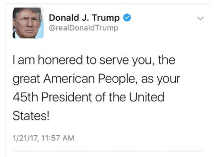 Screenshot of @realDonaldTrump’s tweet that was subsequently deleted.