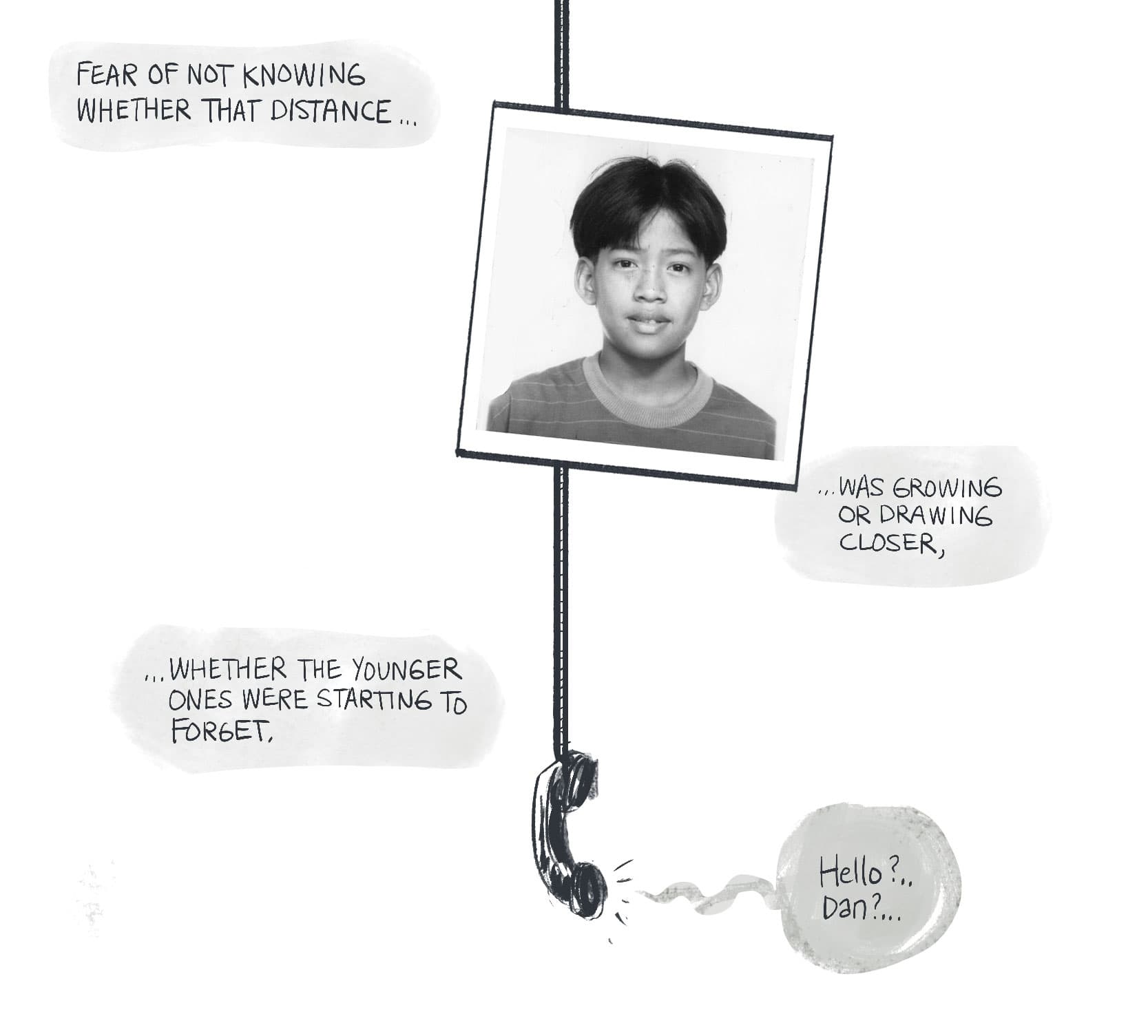 A single black and white photo of Dan. 