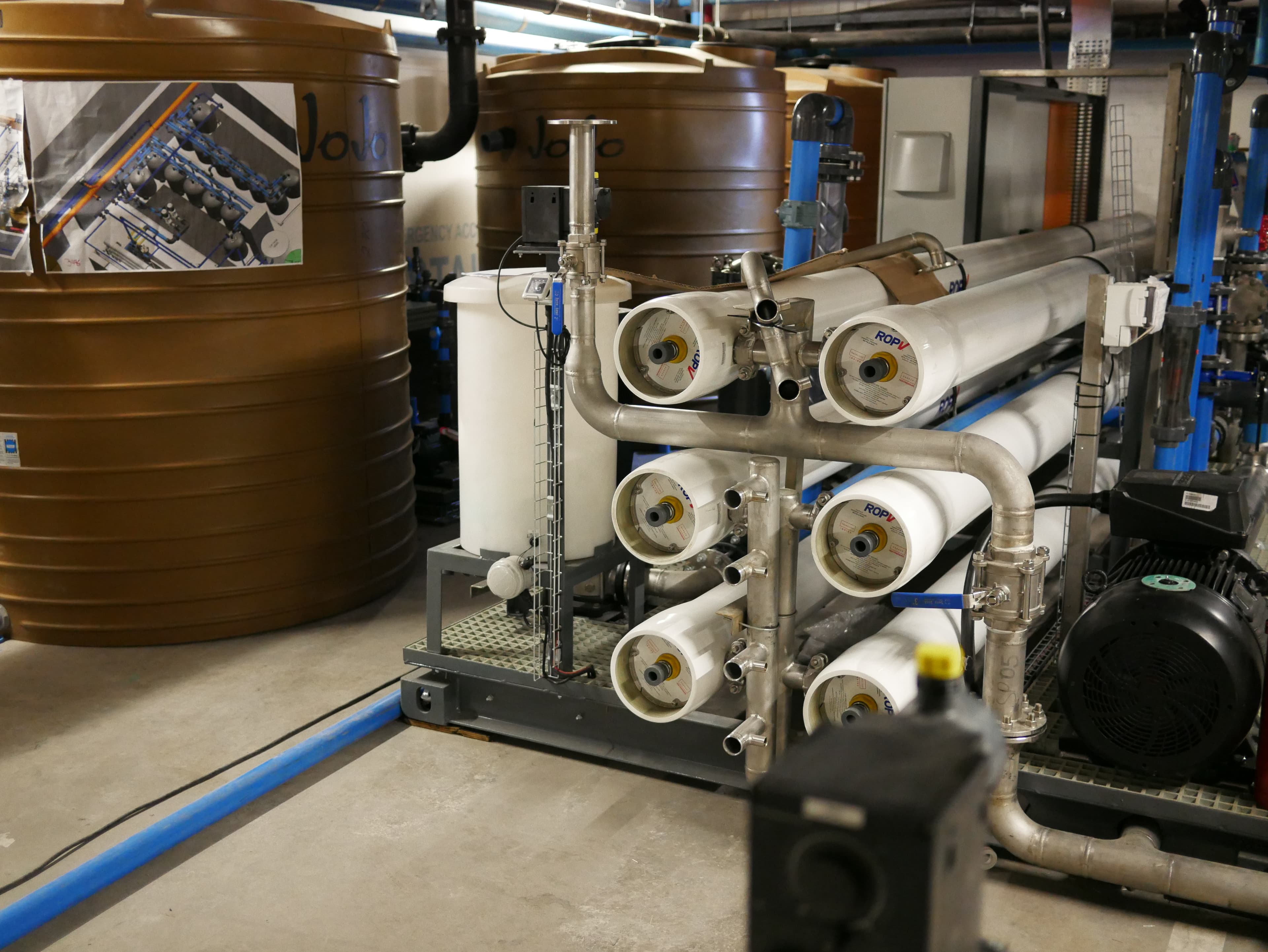 A reverse osmosis desalinization system in Cape Town's Netcare Christiaan Barnard Hospital.