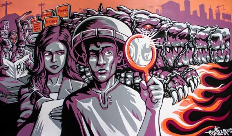 Ang Gerilya dedicated this artwork in support of the campaign for the passage of the Freedom of Information bill.