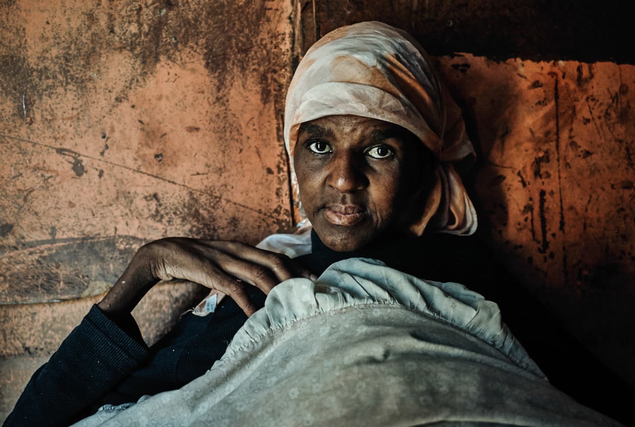 Lutango Nompumelelo seen here in May 2013. She died in June 2013 after suffering from HIV and tuberculosis for many years. Gugulethu, Cape Town.