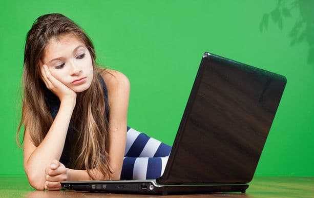 A girl and a computer