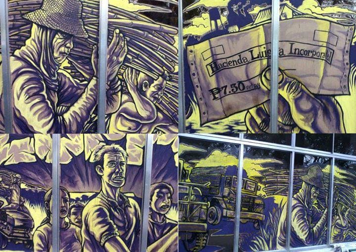 An artwork depicting the struggle of farmers in Hacienda Luisita.