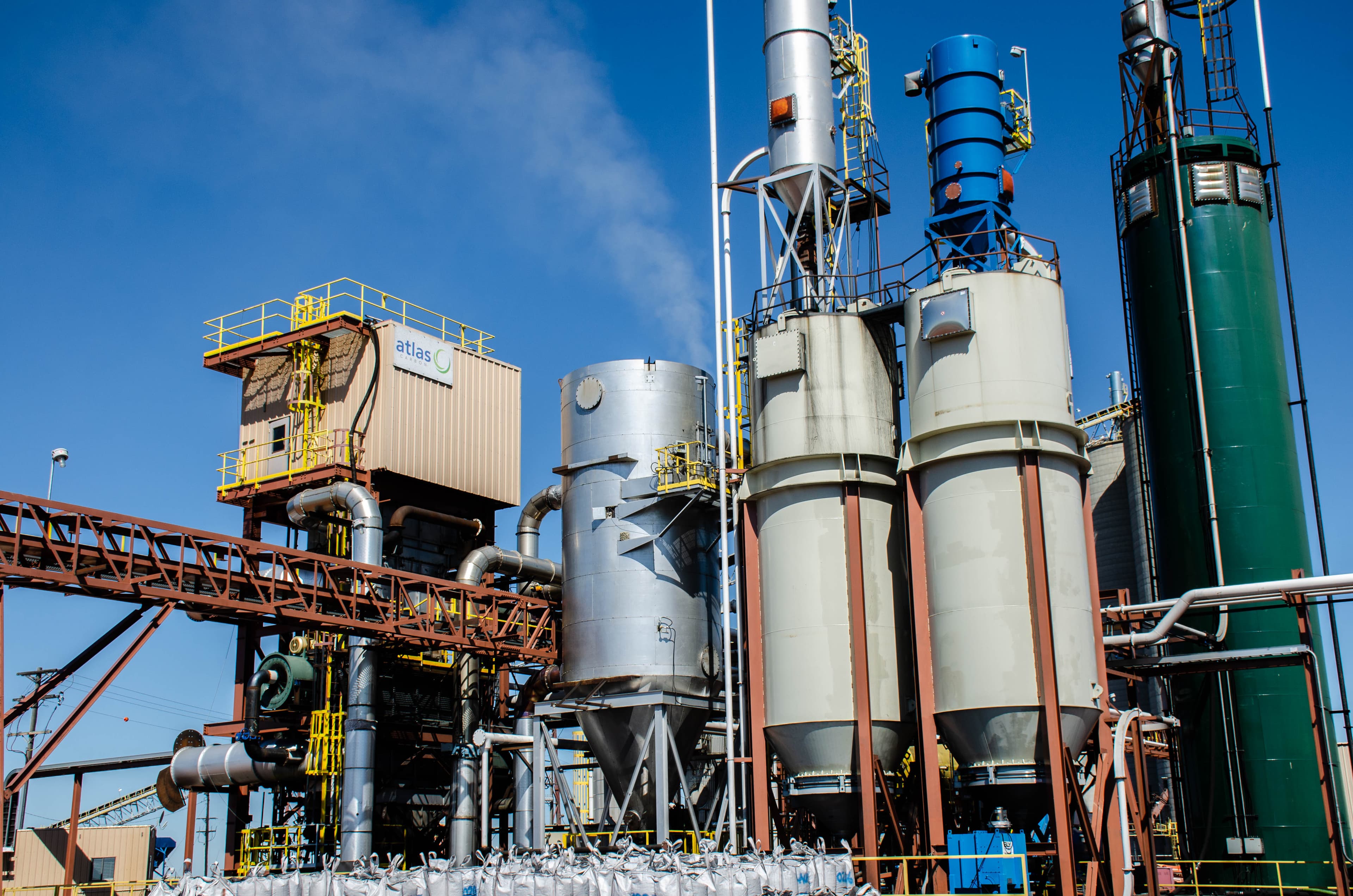 The company Atlas Carbon converts coal into “activated carbon,” small porous pebbles that act as a sponge to remove harmful elements from the air or water.