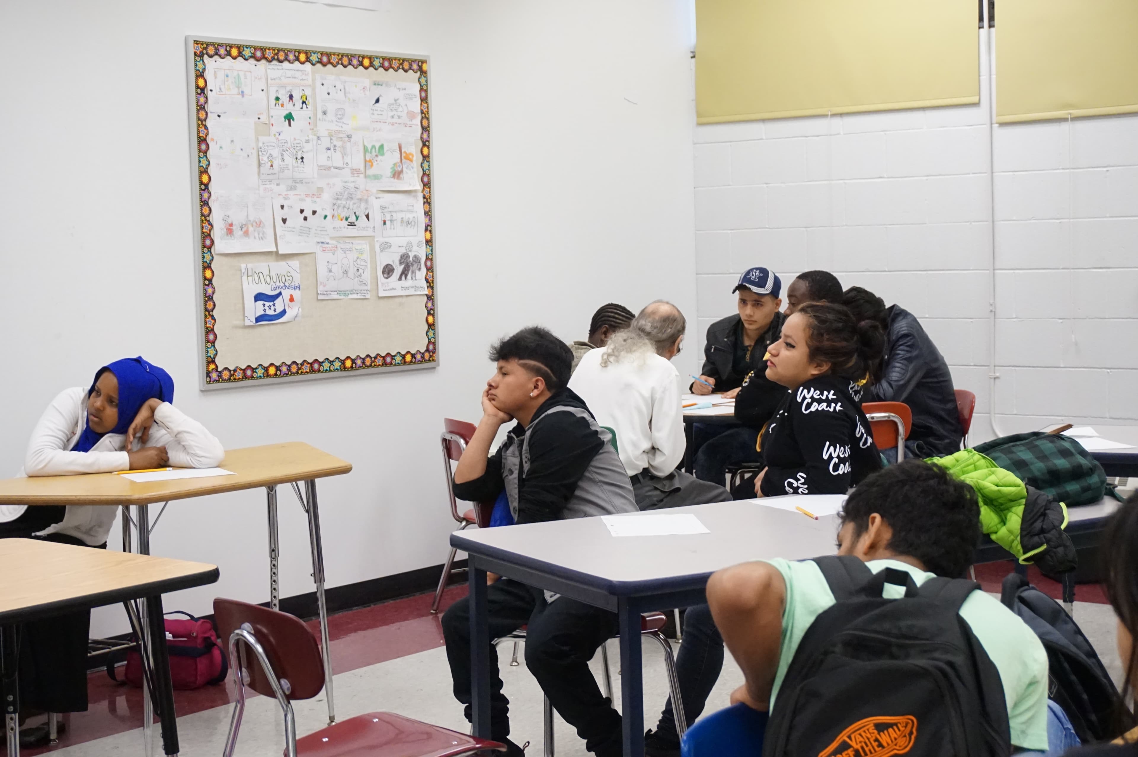 Bartolo in his English language class at his high school in Pittsburgh