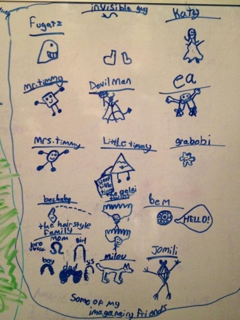 Maxine's portraits of her imaginary friends.