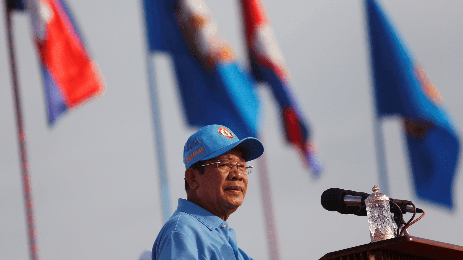 President of the Cambodian People's Party (CPP) and Cambodia's Prime Minister Hun Sen attends a campaign rally