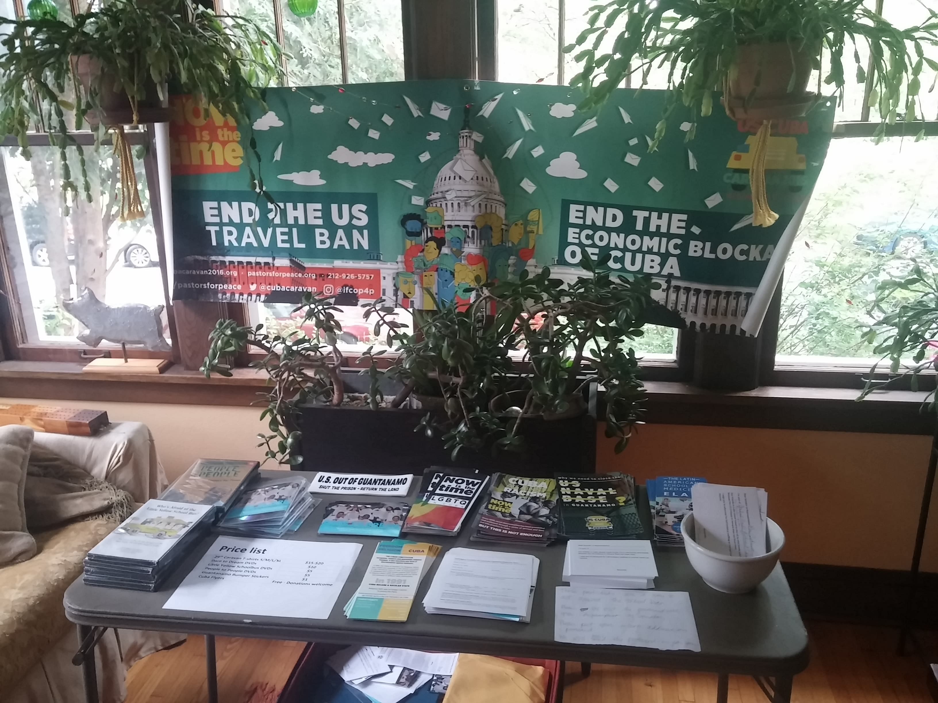 pro-Cuba reading material on a desk