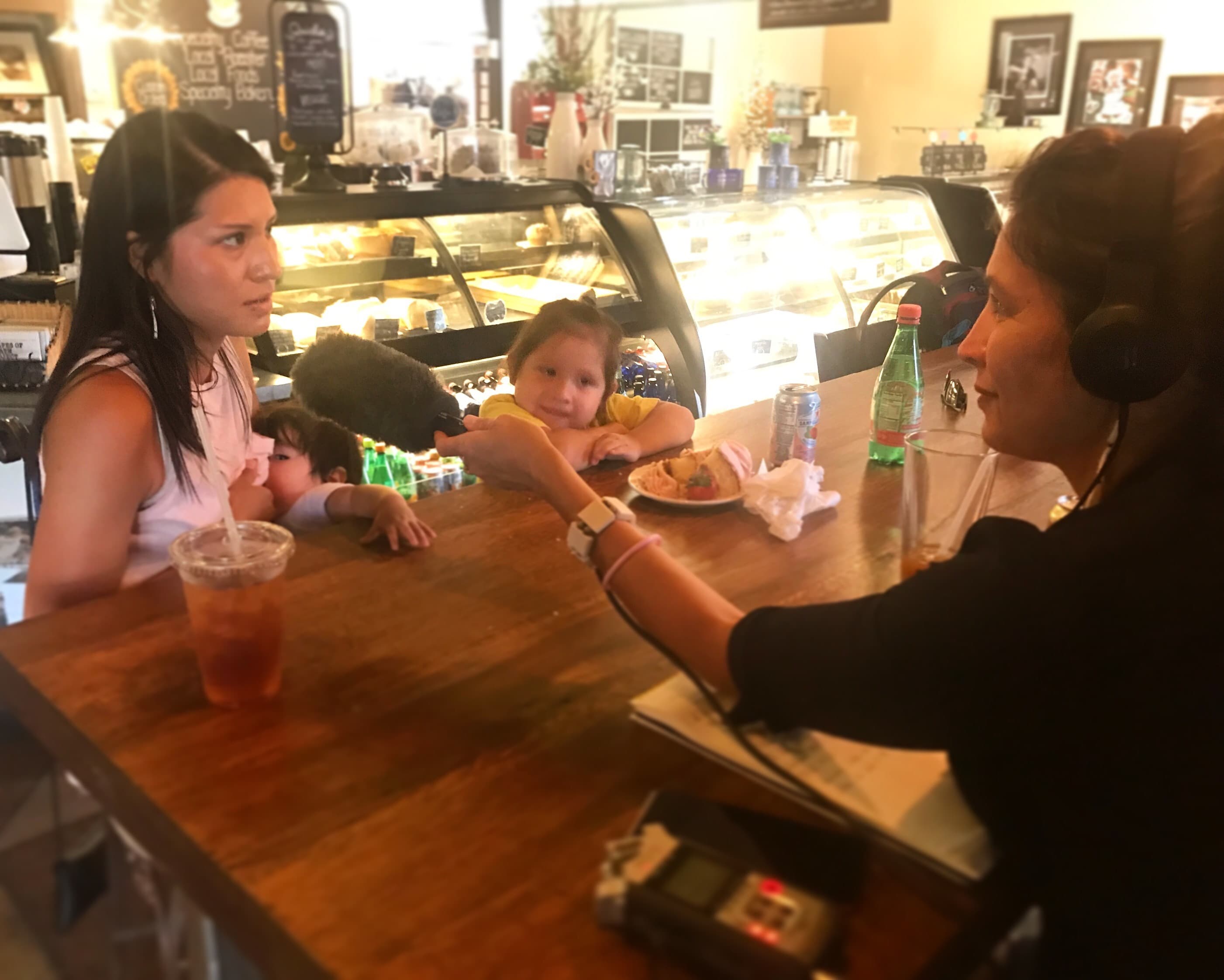 A woman in a coffee shop