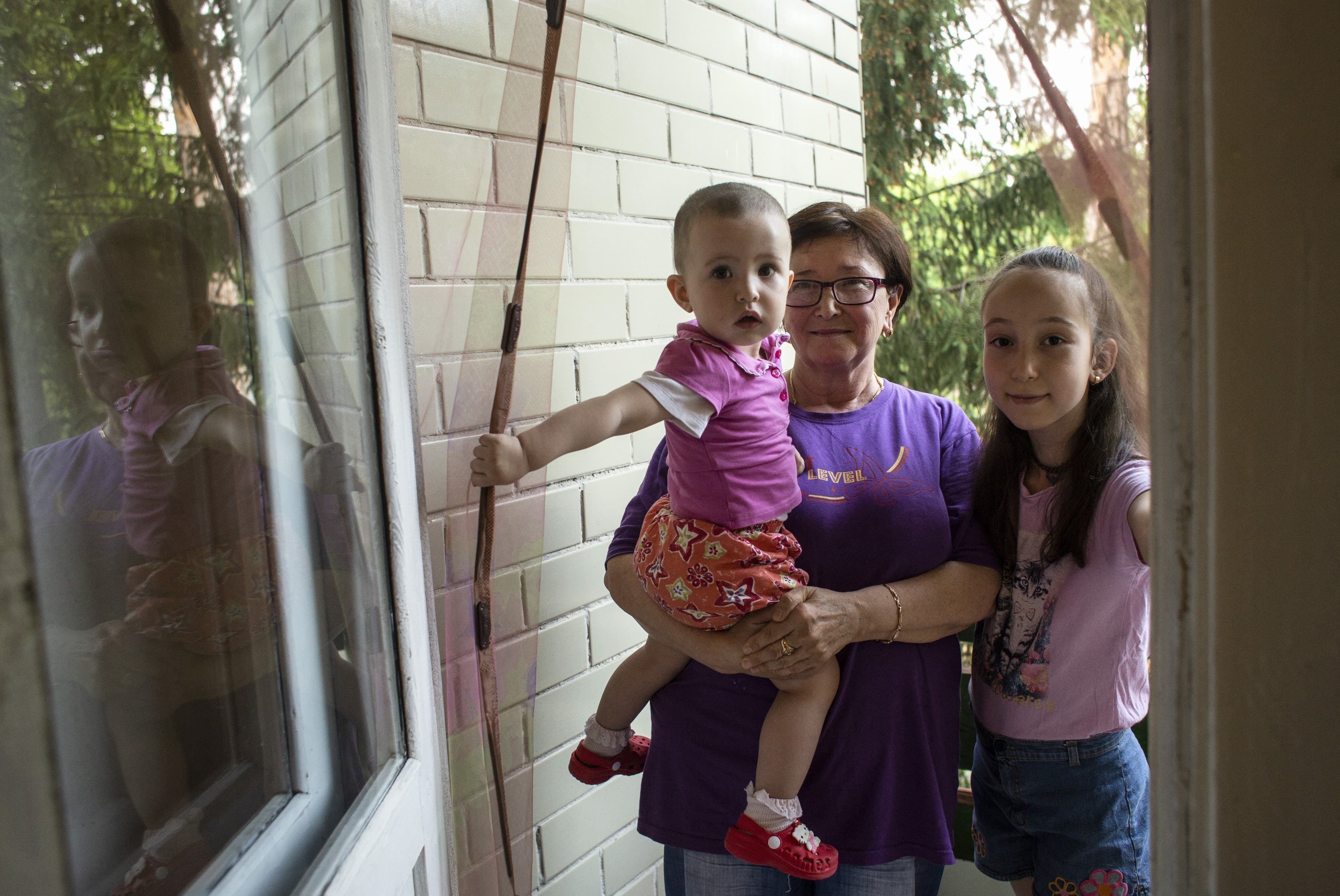 A woman and her children