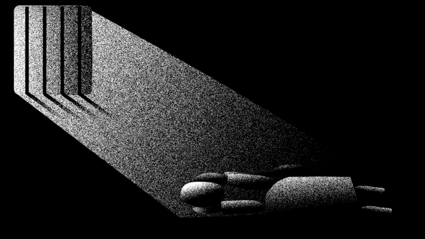 Animation of a person lying in the dark in what seems to be a jail cell. Light shines in from a window with bars.