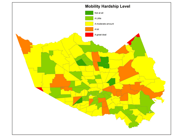 Self-reported hardships due to road closures during Harvey.