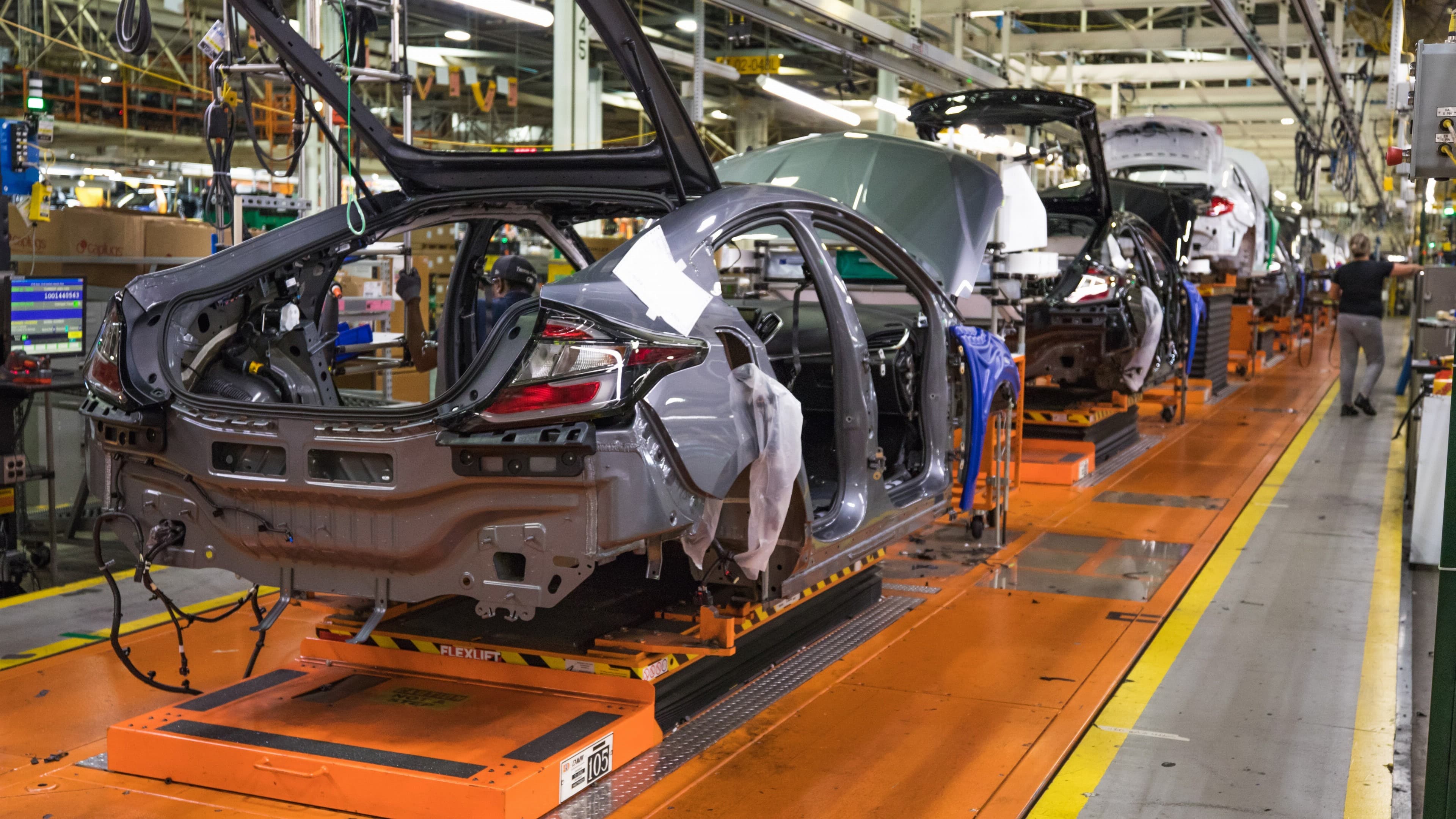 At General Motors’ Detroit-Hamtramck factory, it takes about three days for Buicks, Chevrolets, and Cadillacs to complete the 16 mile conveyor belt, start to finish.