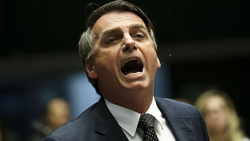 Jair Bolsonaro pictured with his mouth.