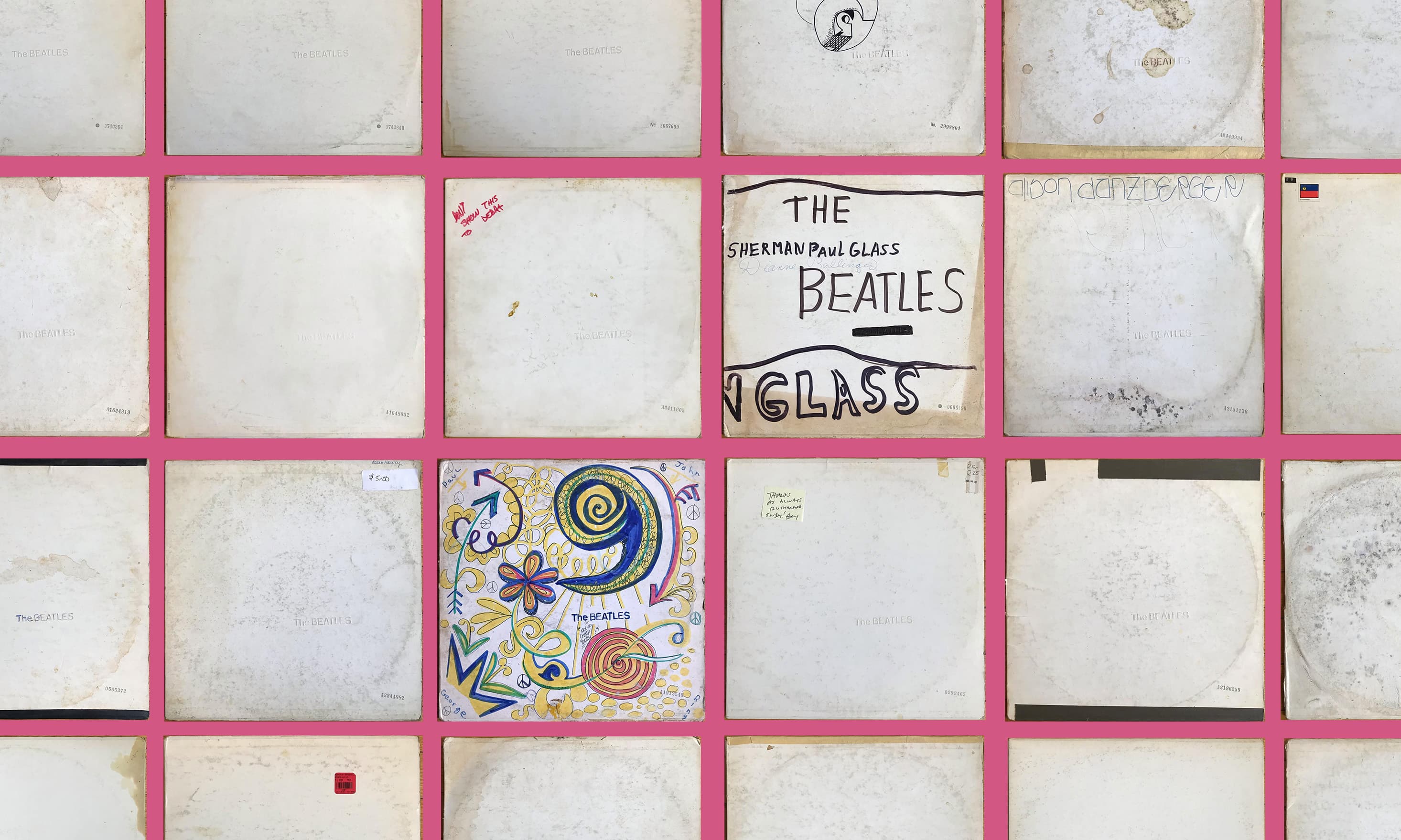 Just a few of the used copies of the “White Album” that Rutherford Chang owns.