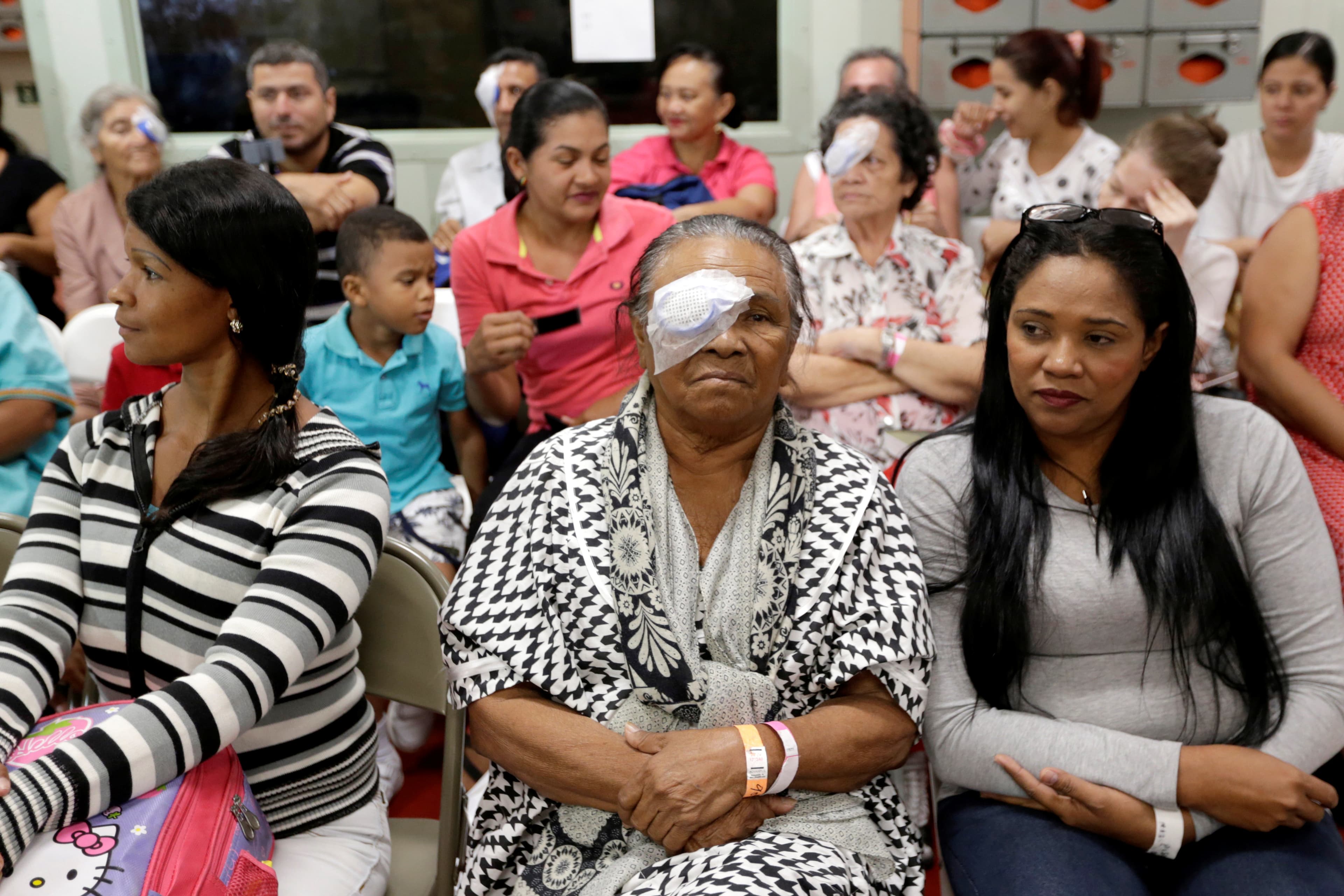 a few lines of patients sitting after their treatments