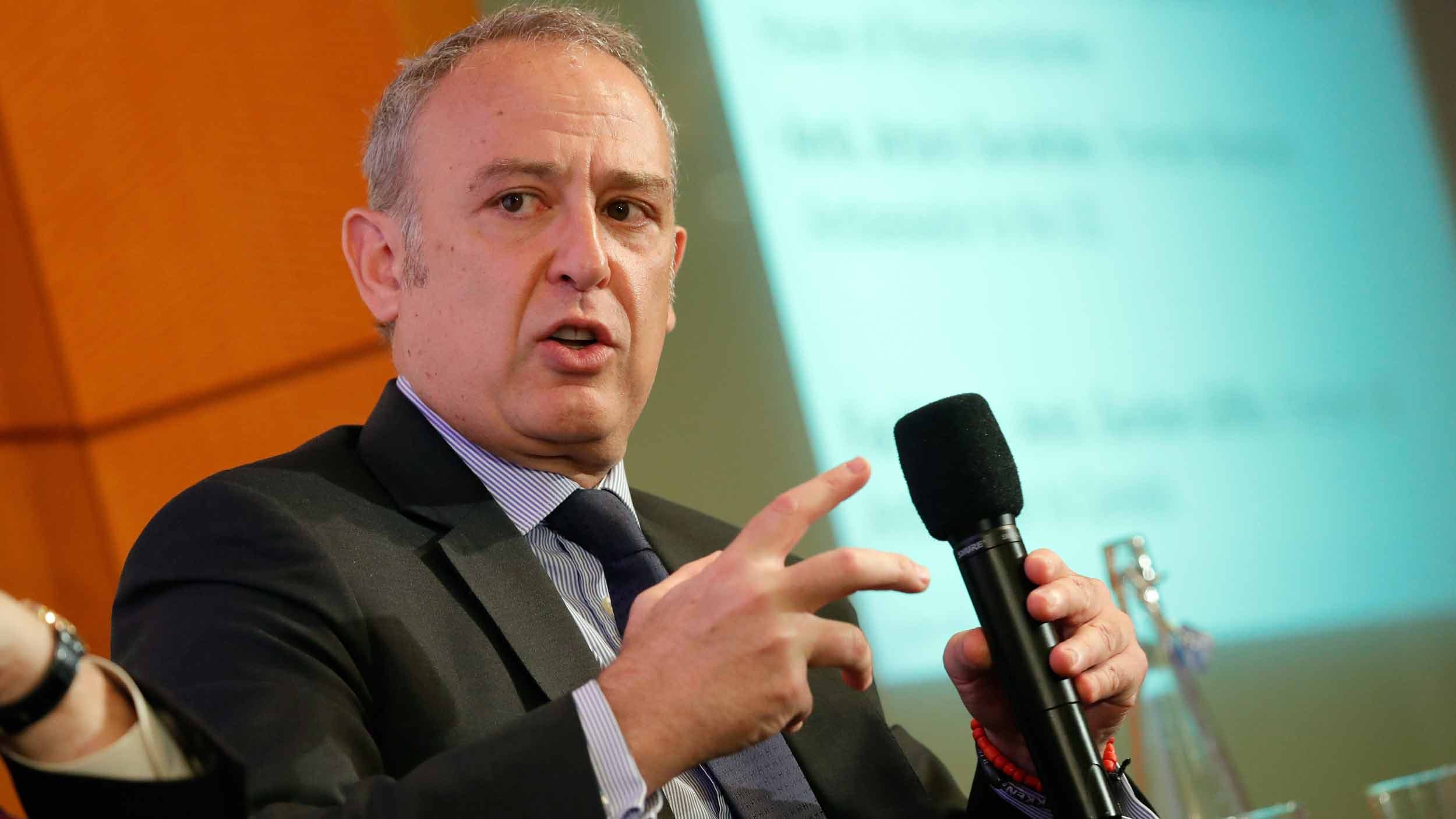 A headshot of former Mexican ambassador to the US Arturo Sarukhan as he speaks about Trump, Trudeau, and Nieto regarding NAFTA Negotiations at the law firm Dentons' NAFTA 2.0 Summit on October 11, 2017 in Washington, DC.  