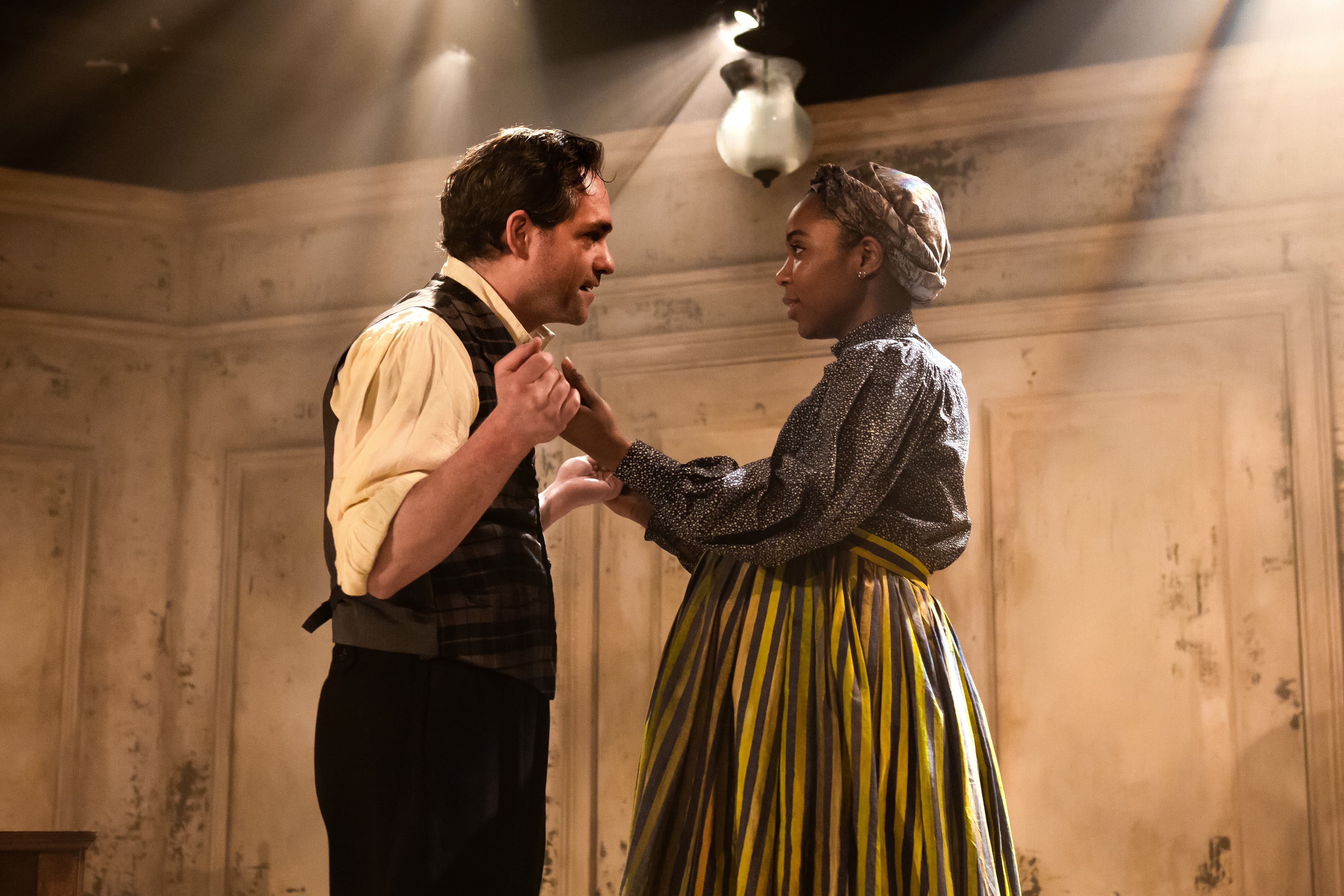 Joel Ripka and Naomi Lorrain in “Behind the Sheet.”