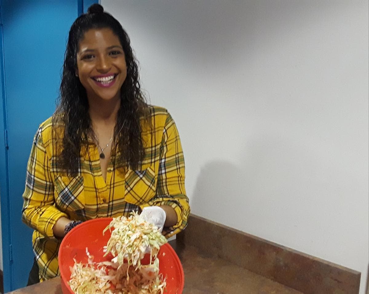 Chef Cynthia Verna makes a small batch of pikliz.