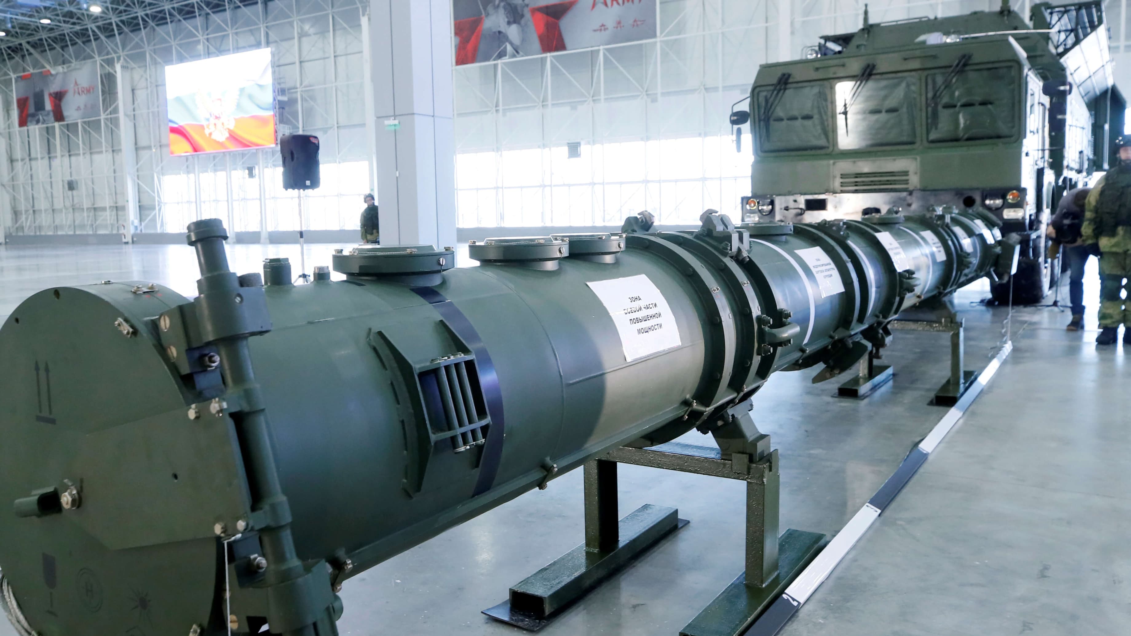 Russian missiles on display.