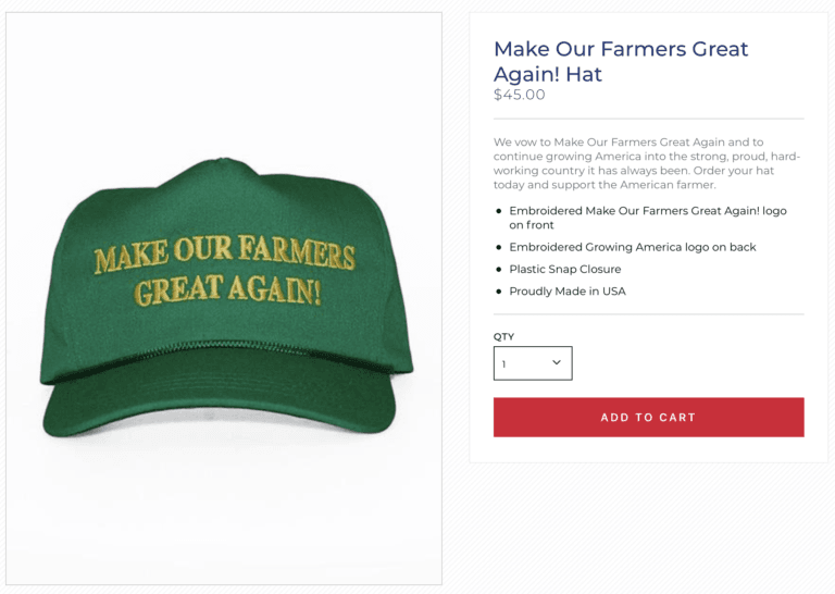 Green MAGA hat for farmers.
