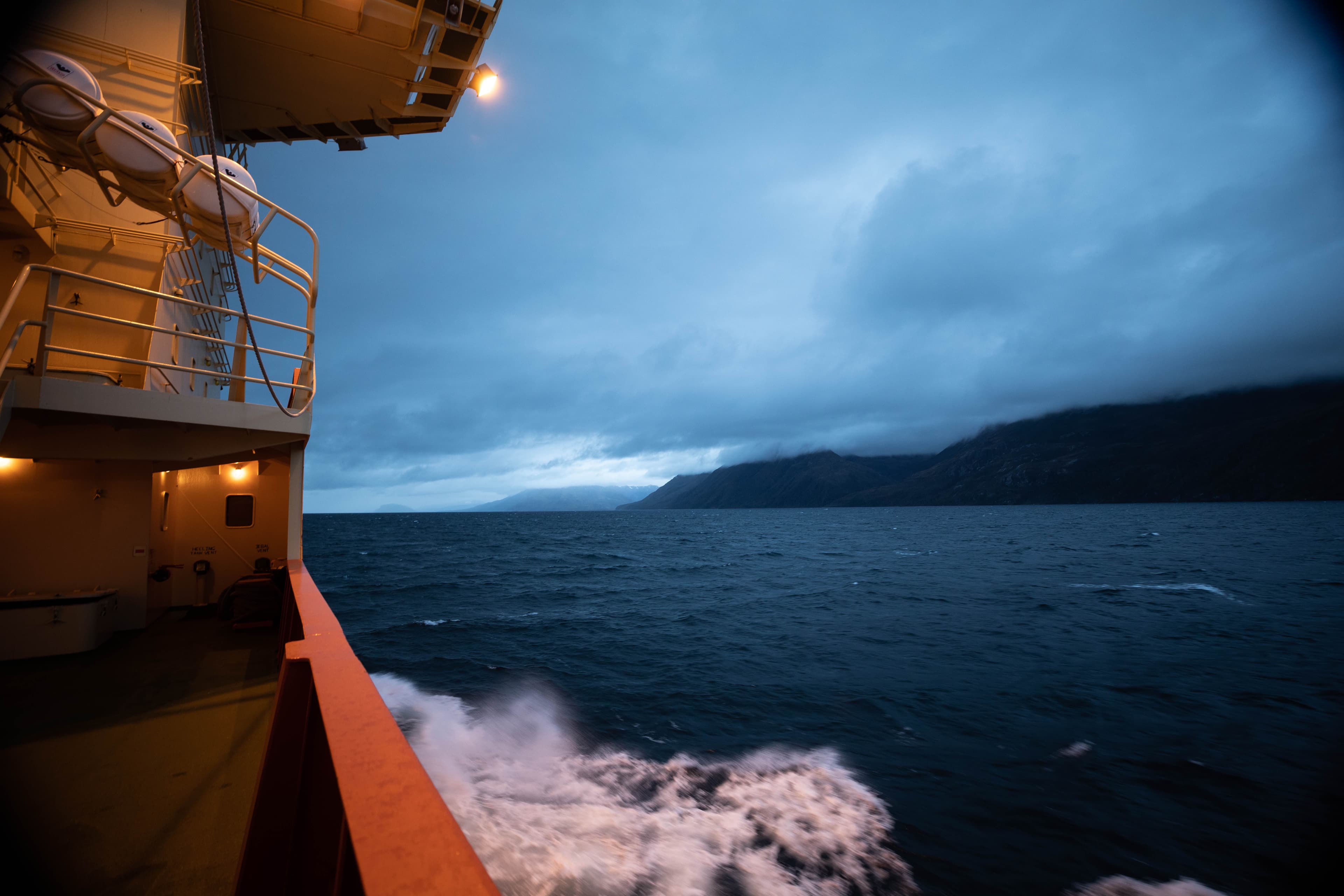 The Nathaniel B. Palmer, underway from Punta Arenas, Chile.