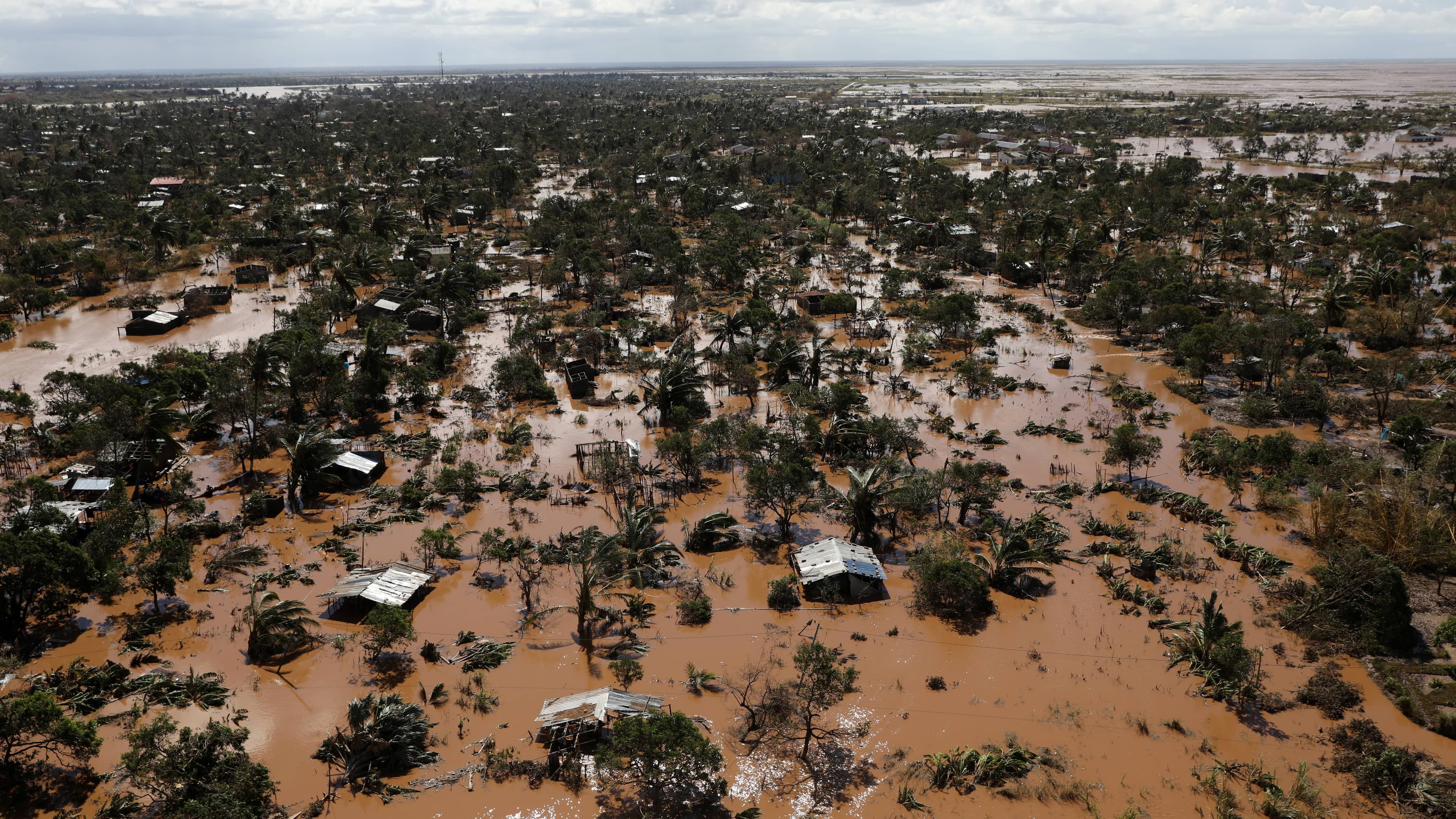 an aerial shot of the destruction of Idai