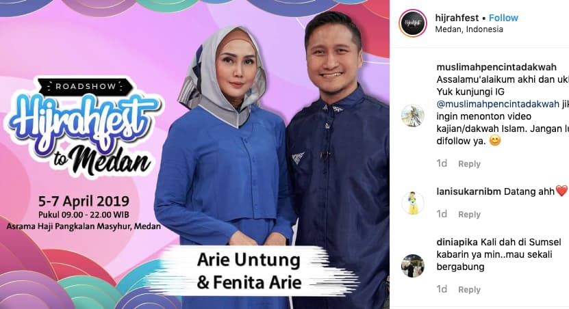 hijrahfest promotion woman and man dressed modestly.