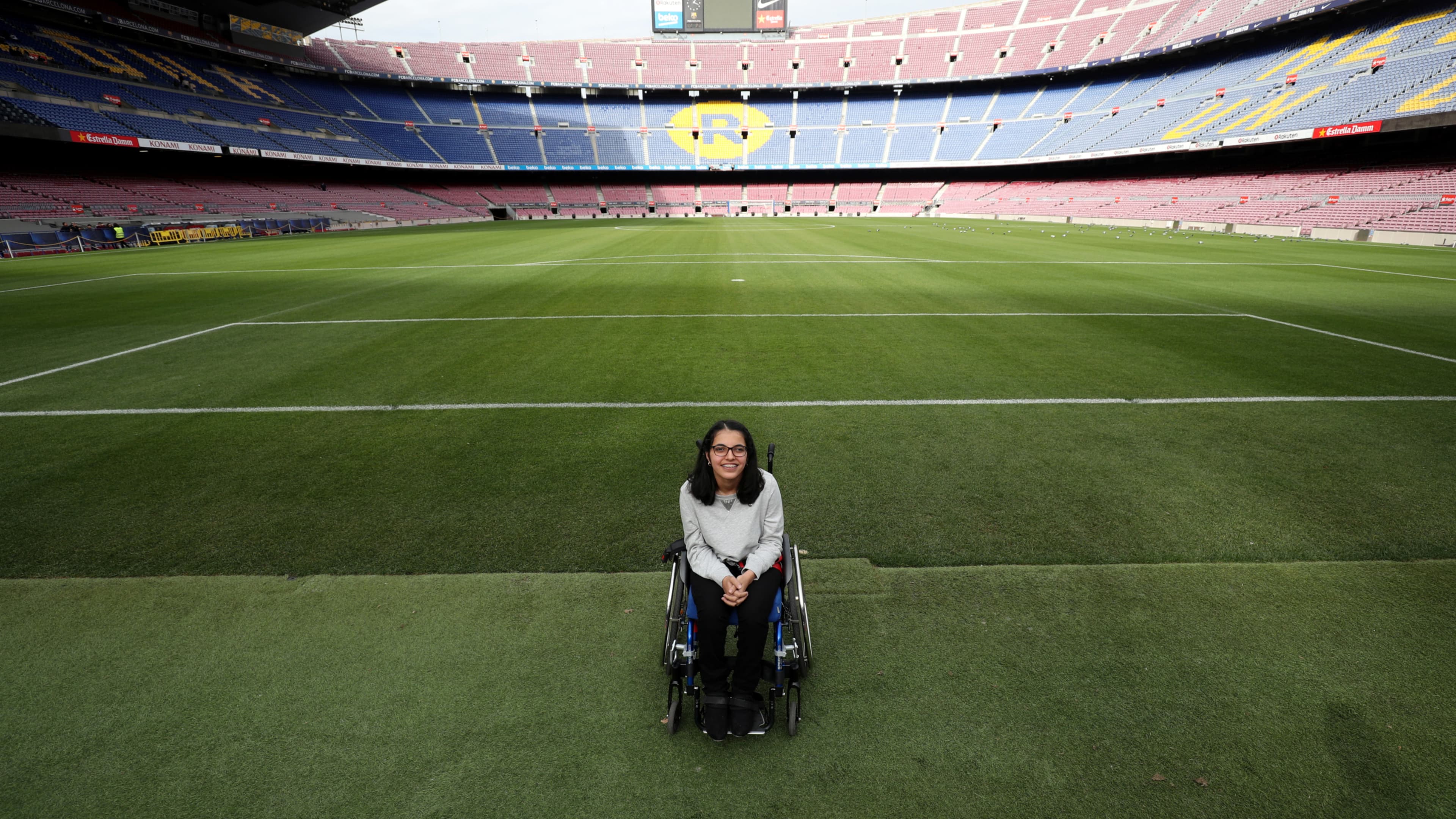 Syrian refugee Nujeen Mustafa poses after a charity Christmas event