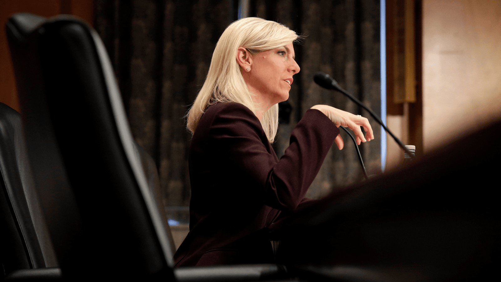 Kirstjen Nielsen testifies to the Senate Homeland Security and Governmental Affairs Committee on her nomination to be secretary of the Department of Homeland Security in Washington, Nov. 8, 2017.