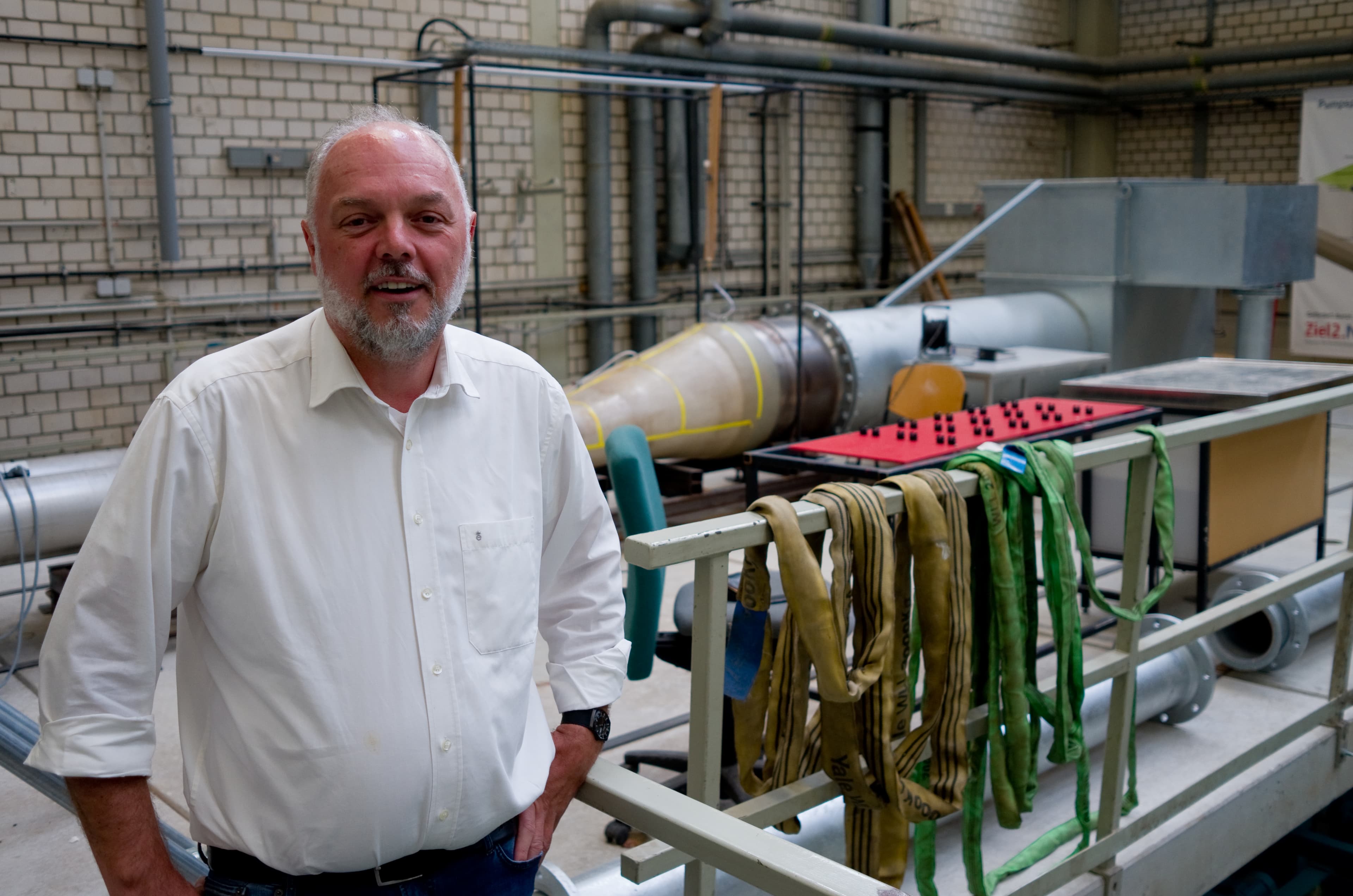 Dr. Andre Niemann with a partial model of his plan to turn Prosper-Haniel into a pumped storage system.