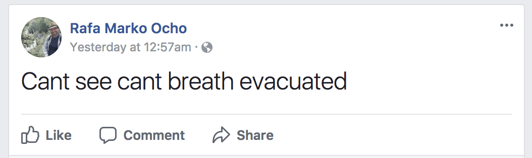 screenshot of facebook status update