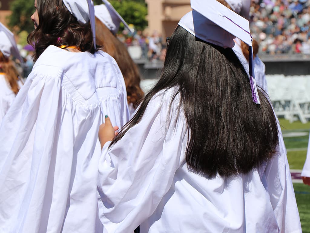 The back of high school graduates.