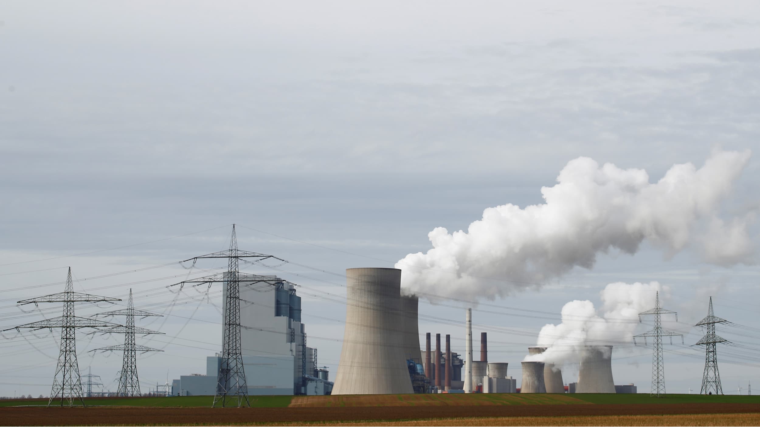 Steam rises from a power plant