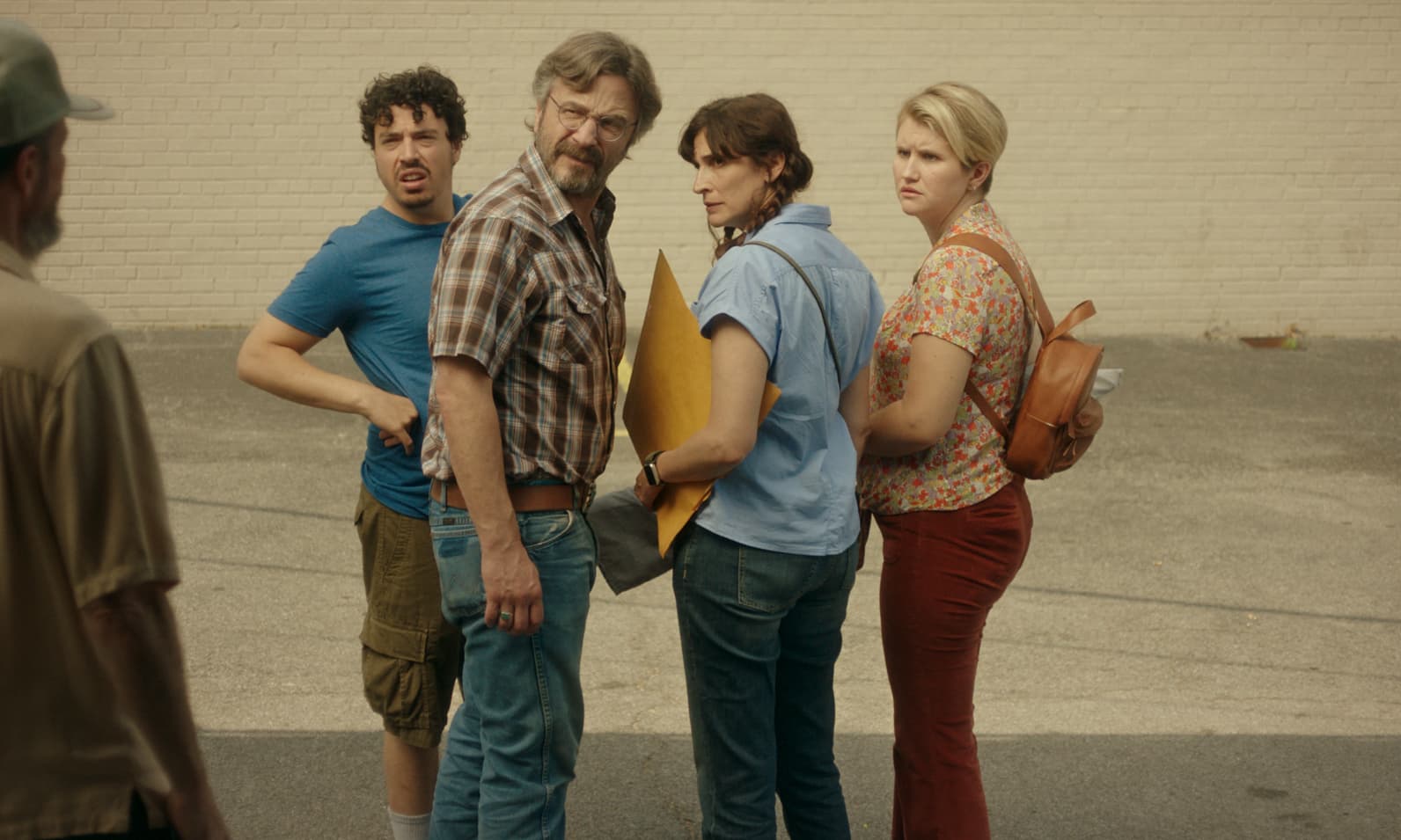 Jon Bass, Marc Maron, Michaela Watkins and Jillian Bell in Lynn Shelton’s “Sword of Trust.”