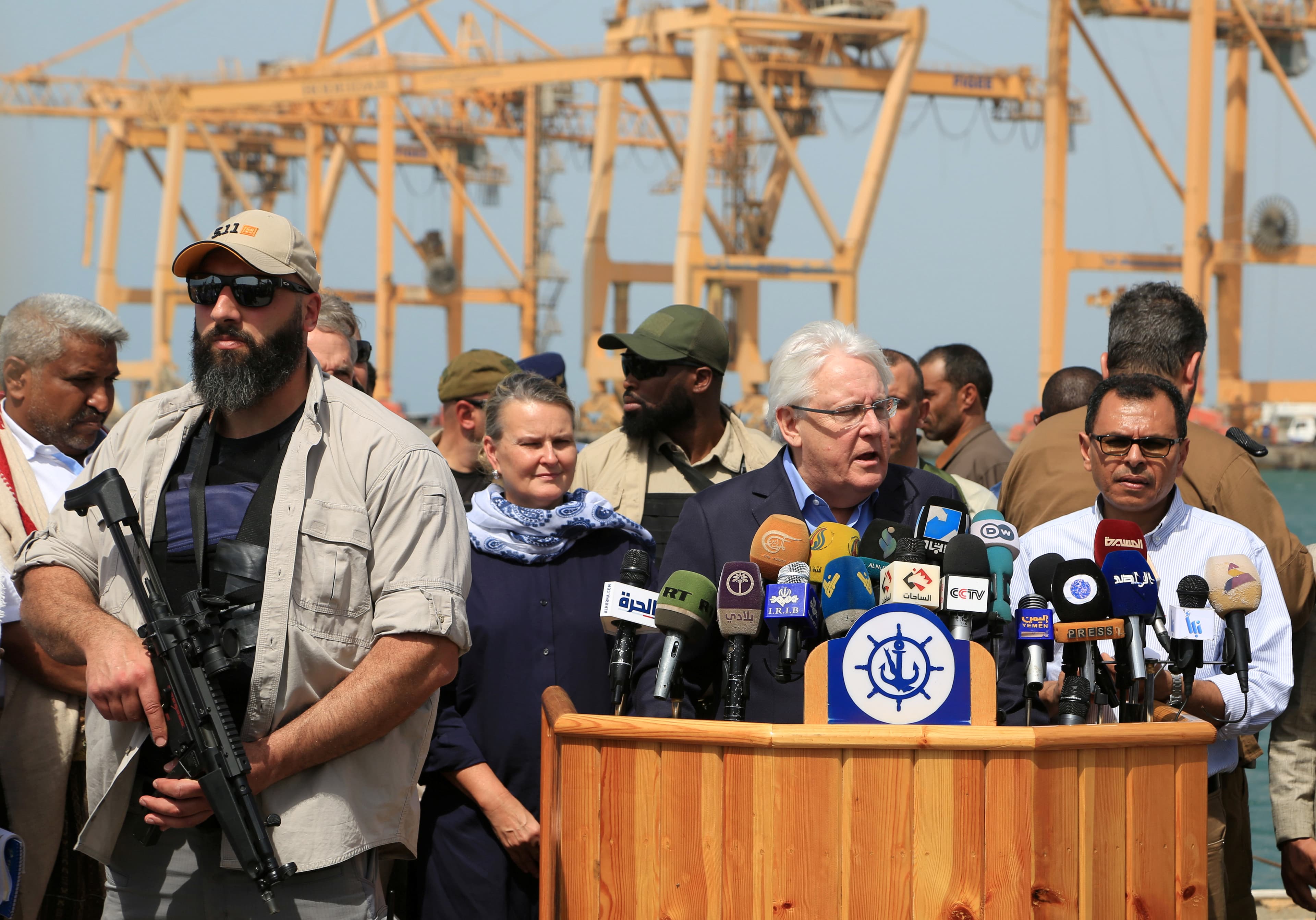 UN envoy to Yemen Martin Griffiths at the Red Sea port of Hodeidah, Yemen