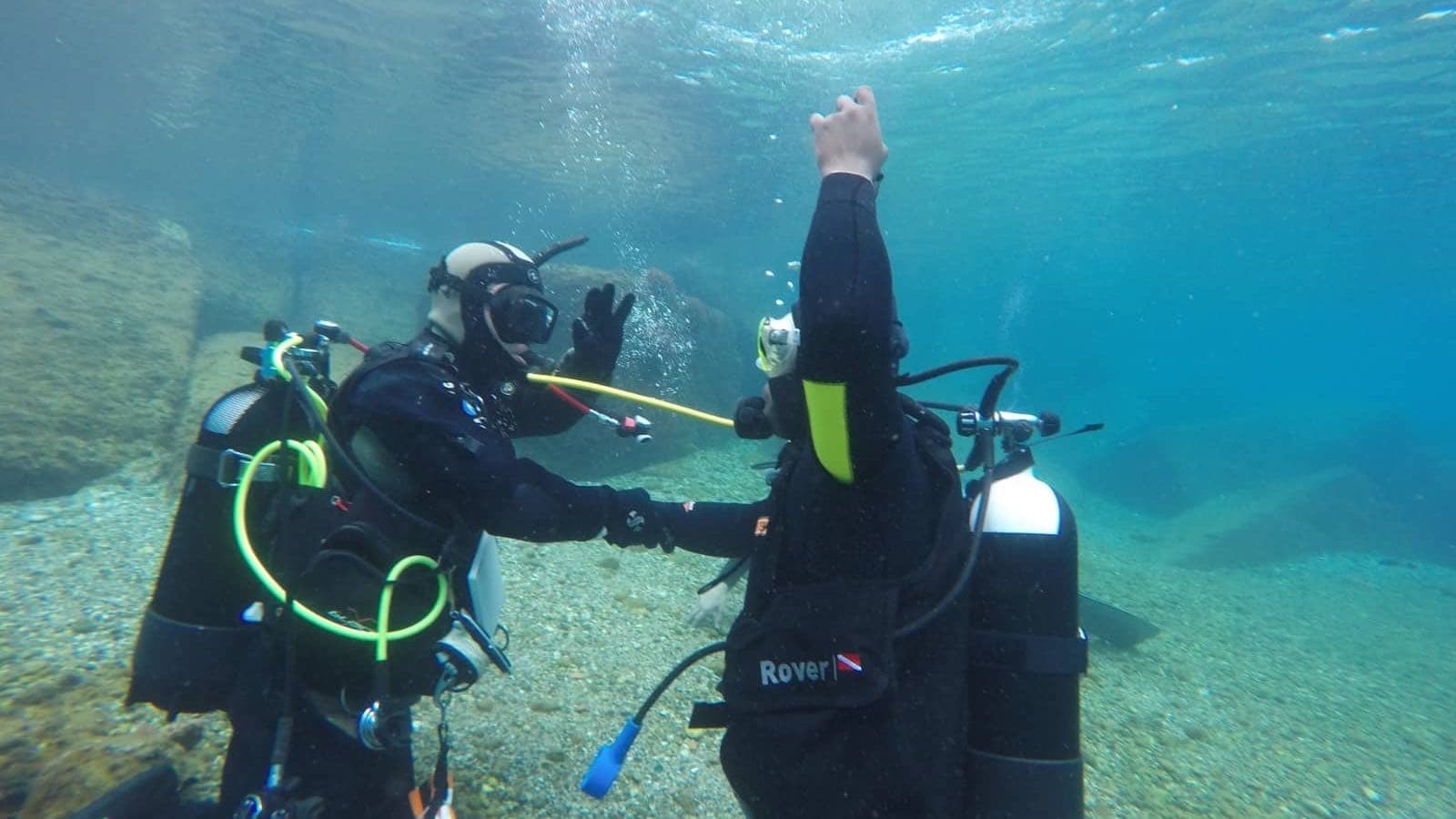 people underwater in scuba gear