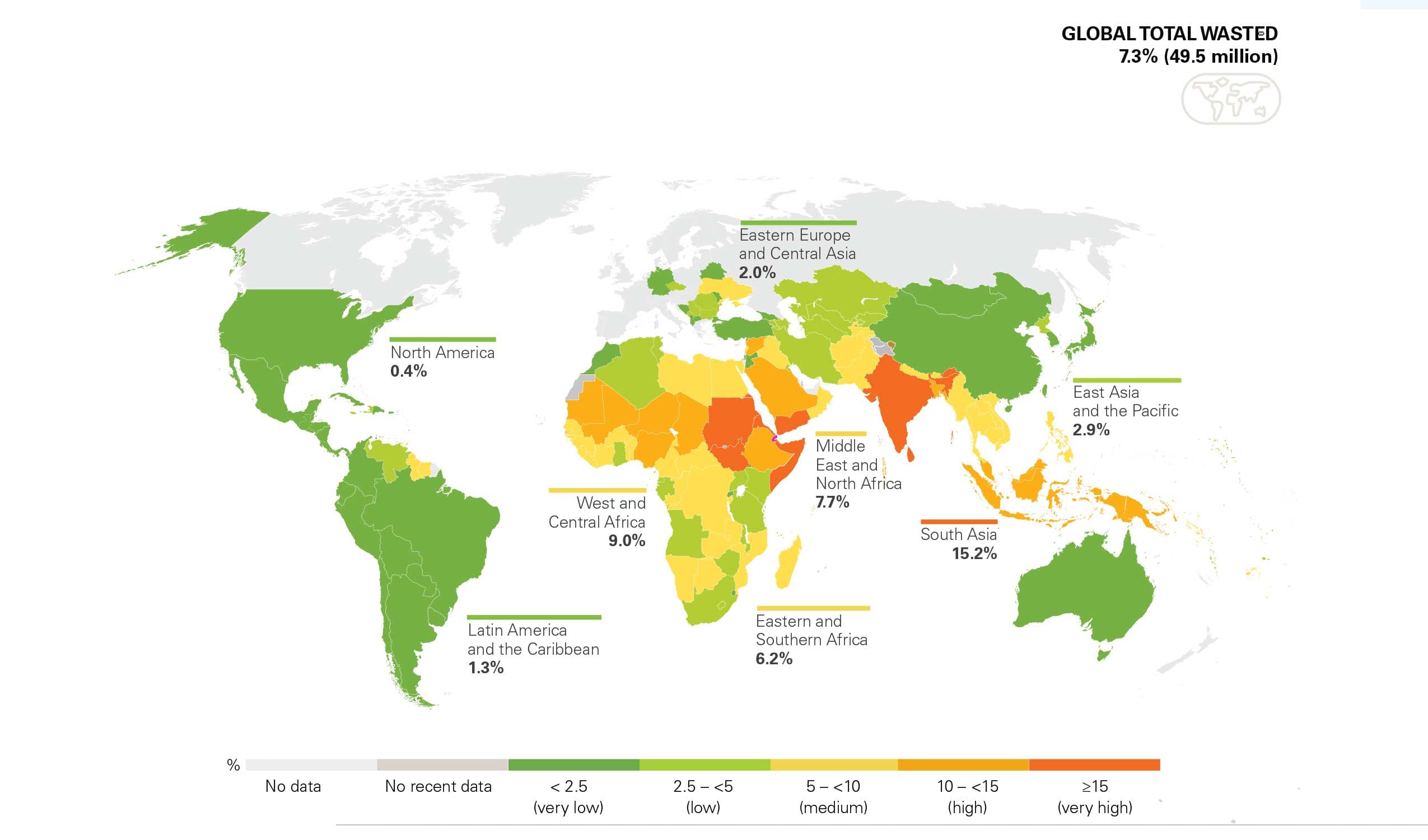 A world map shows rates of underweight children under 5