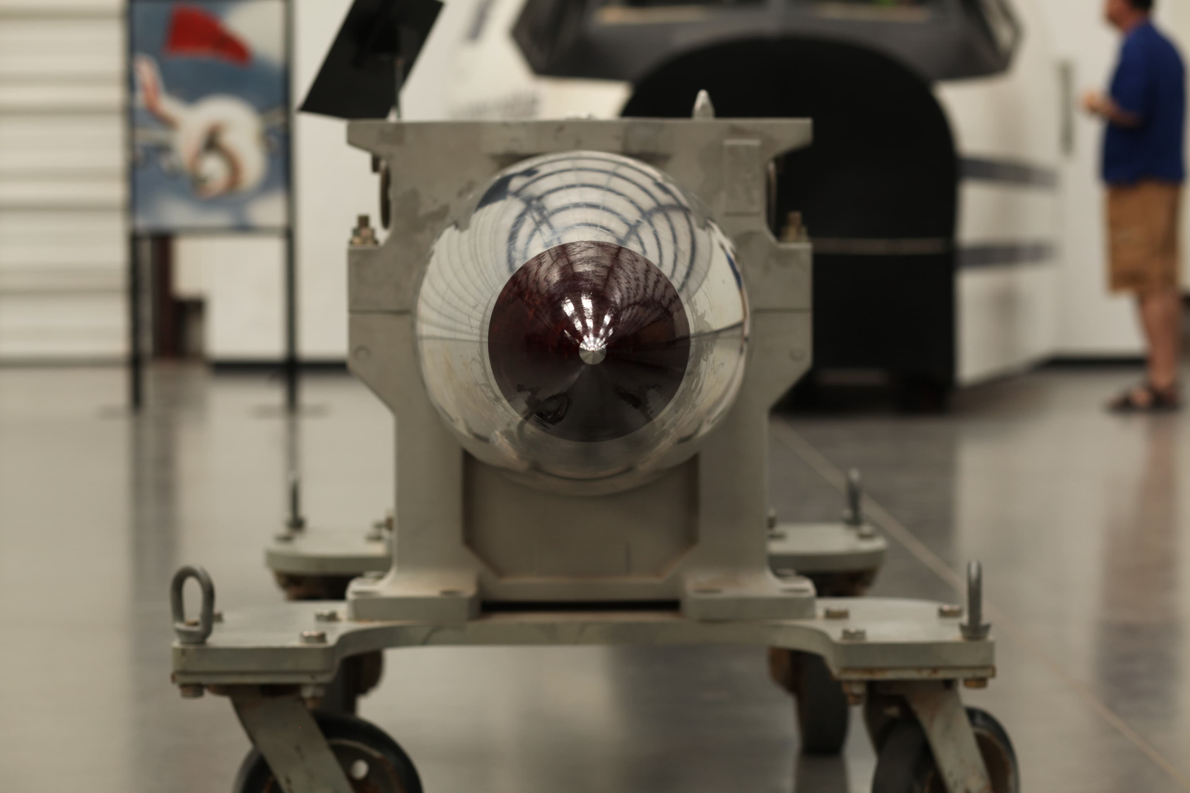 A warhead with a dark pointed end is pictured