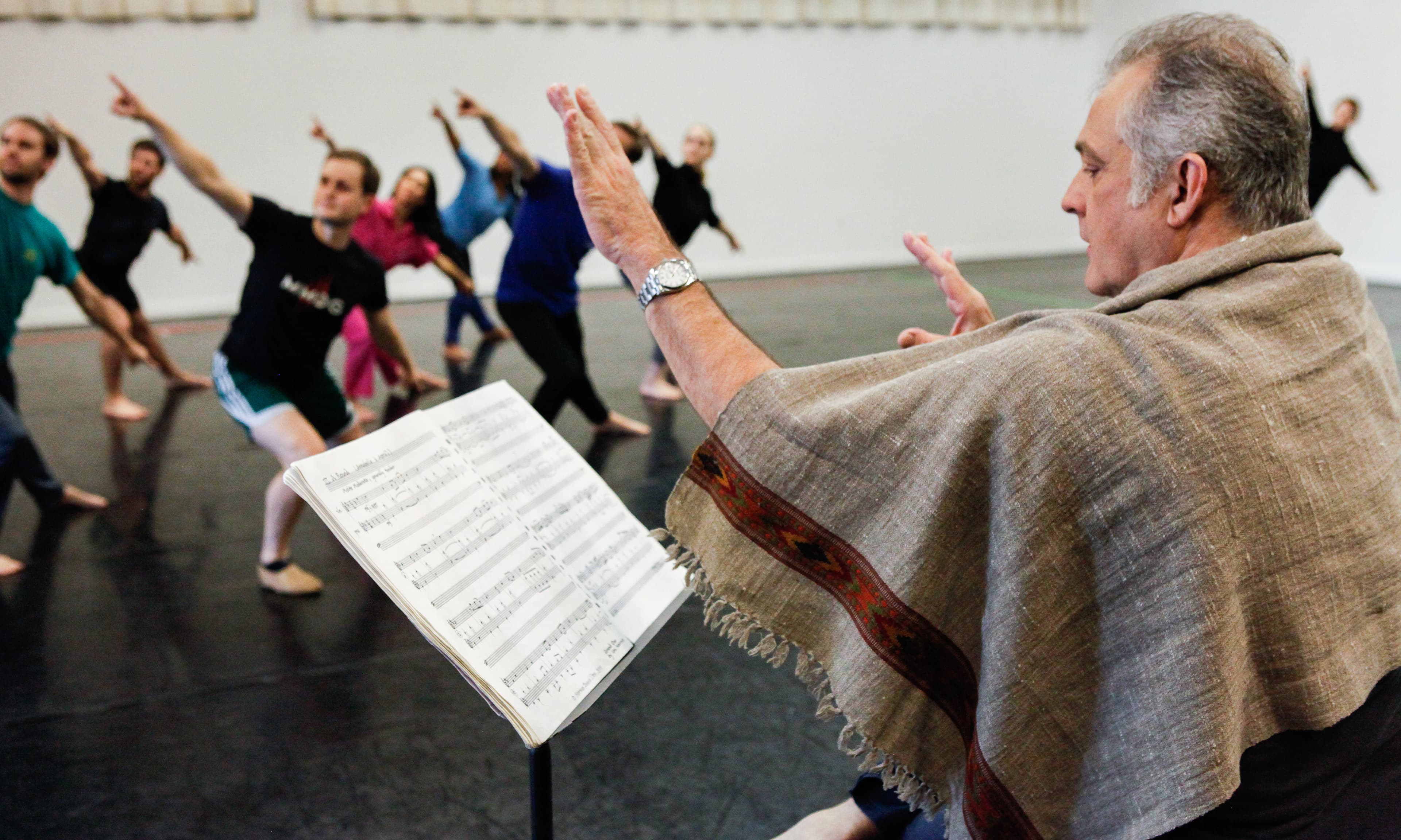 Mark Morris rehearsing “Grand Duo,” Mark Morris Dance Center, Brooklyn, 2015.