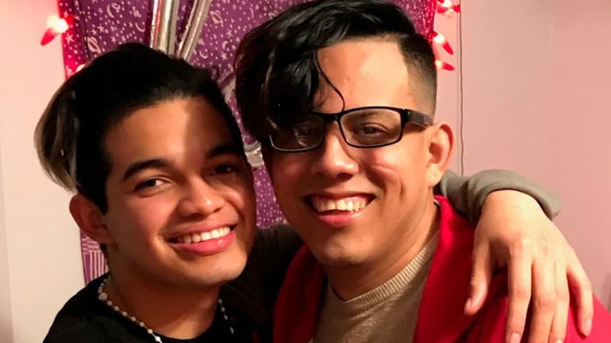 Two men pose together after one was released from ICE detention.