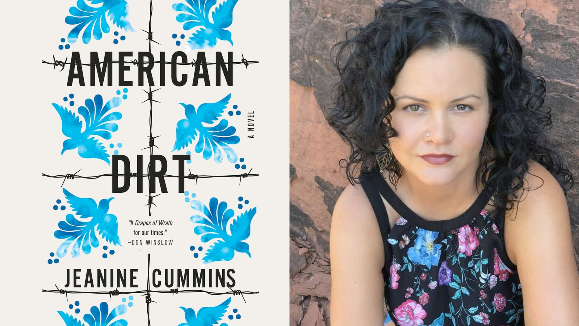 (L) The cover of "American Dirt" and (R) author Jeanine Cummins.
