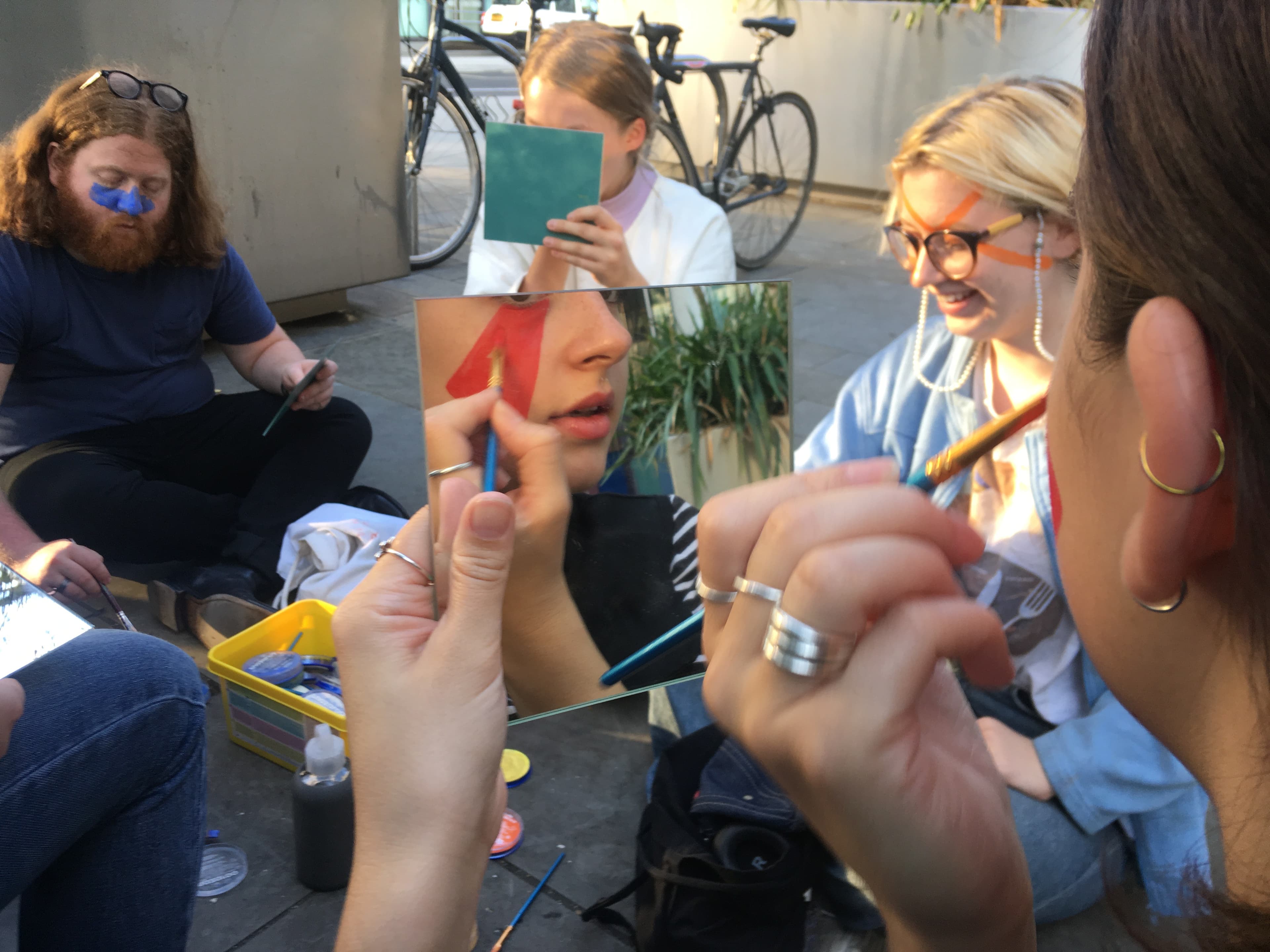 People paint their faces