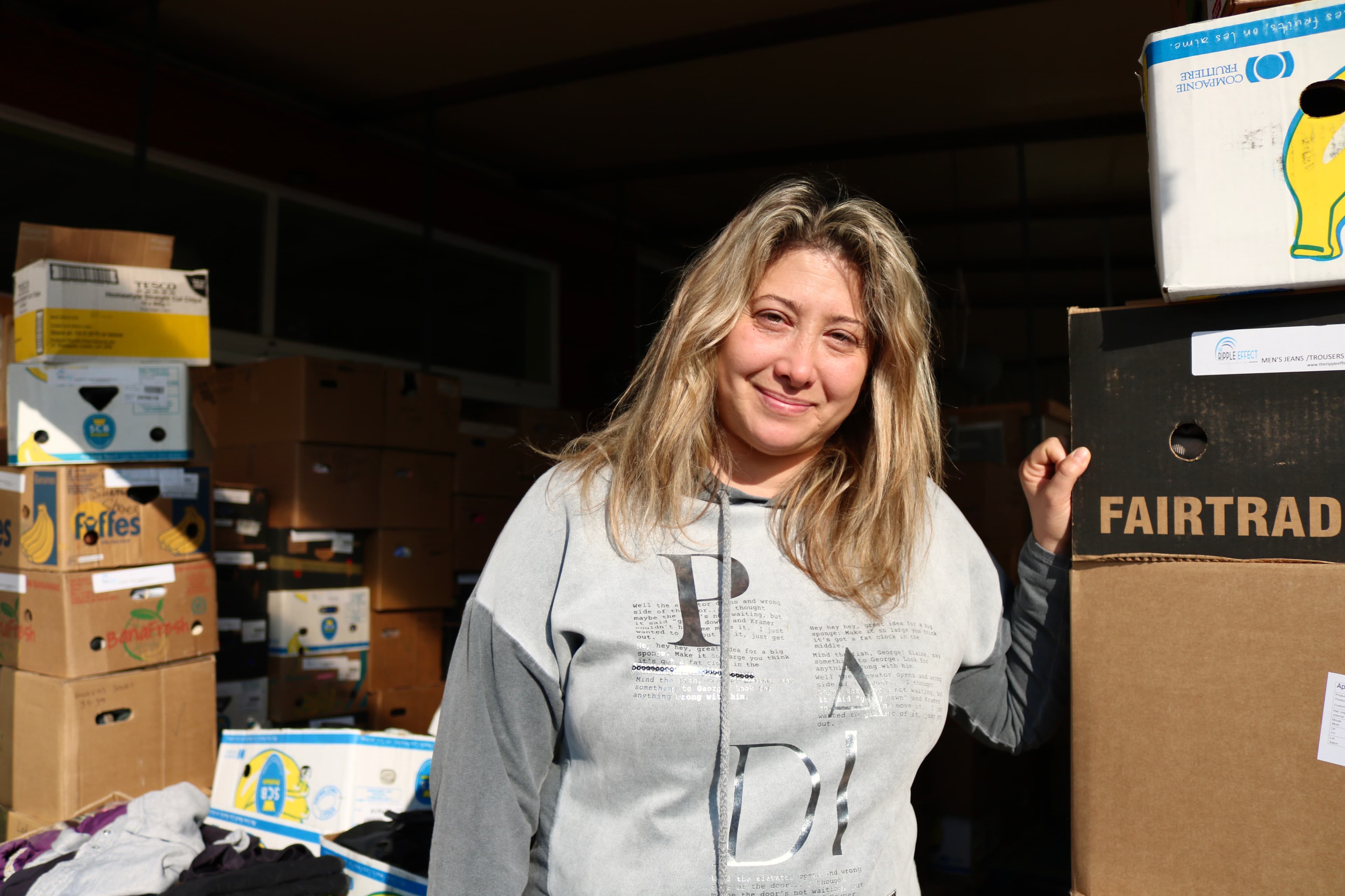 Toula Kitromilidi, a lifelong Chios resident and founder of the Chios Eastern Shore Response Team outside the NGO's warehouse on Jan. 23, 2020.