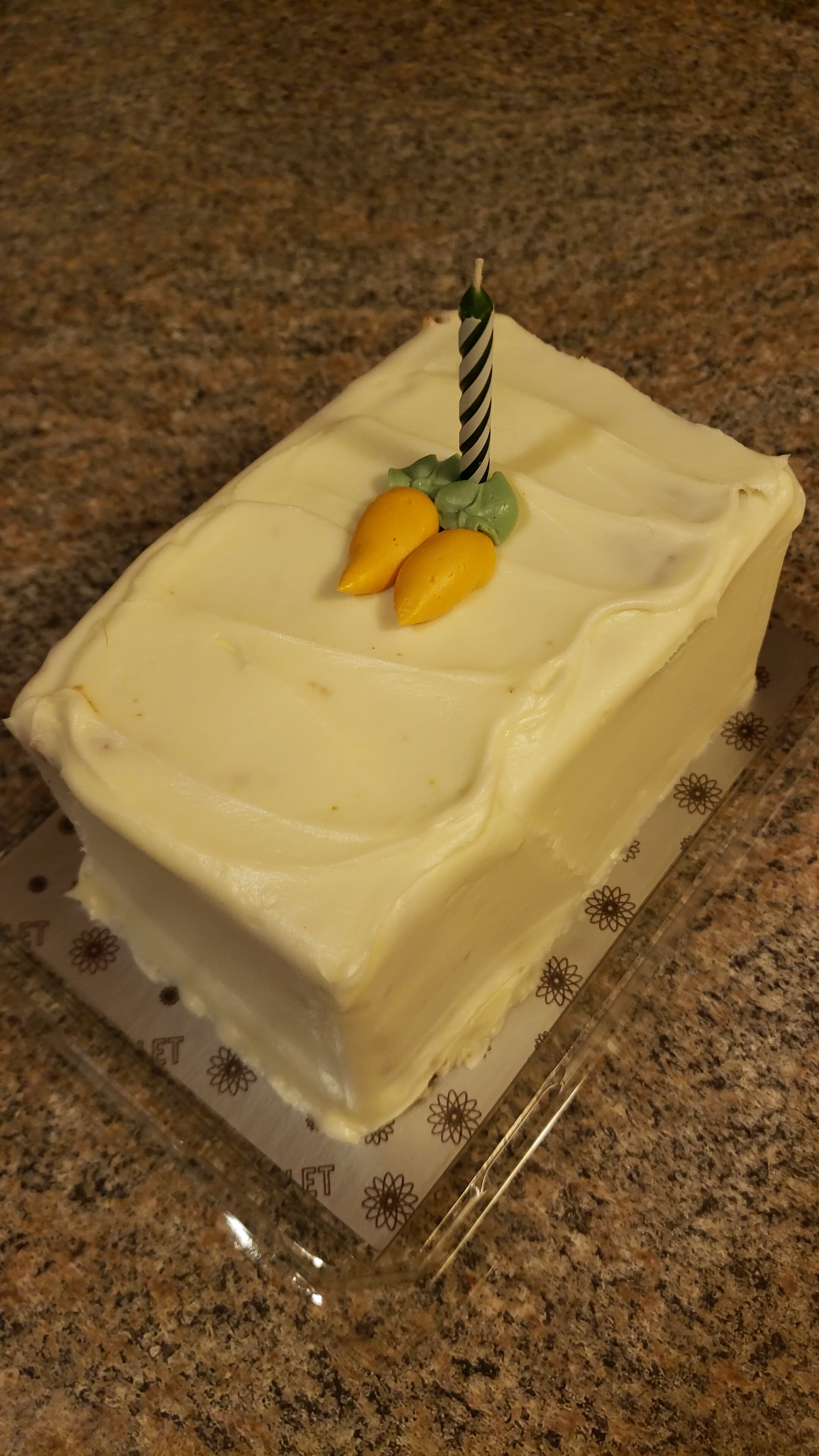 One of the two cakes that André Valleteau received for his birthday as he fought off COVID-19 alone in his apartment. The other was chocolate.