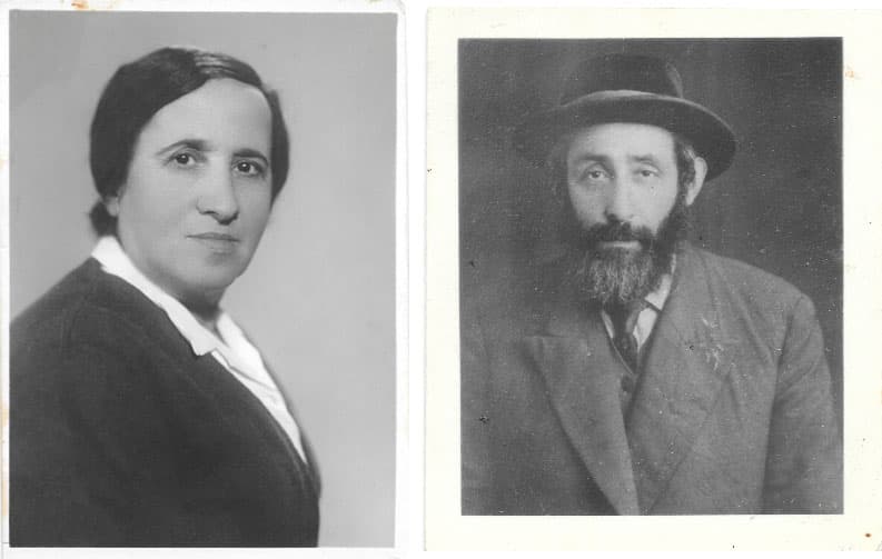 Two black and white photos side by side. One of a woman and one of a man.