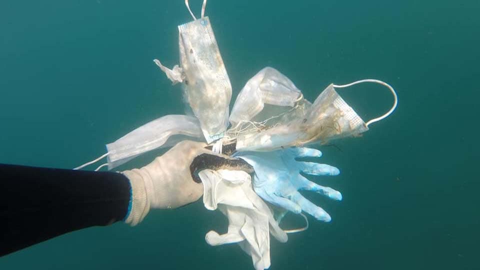 Masks and gloves found in the Mediterranean Sea by members of Opération Mer Propre, or Operation Clean Sea, in mid-May, just after France lifted some of its coronavirus lockdown restrictions.