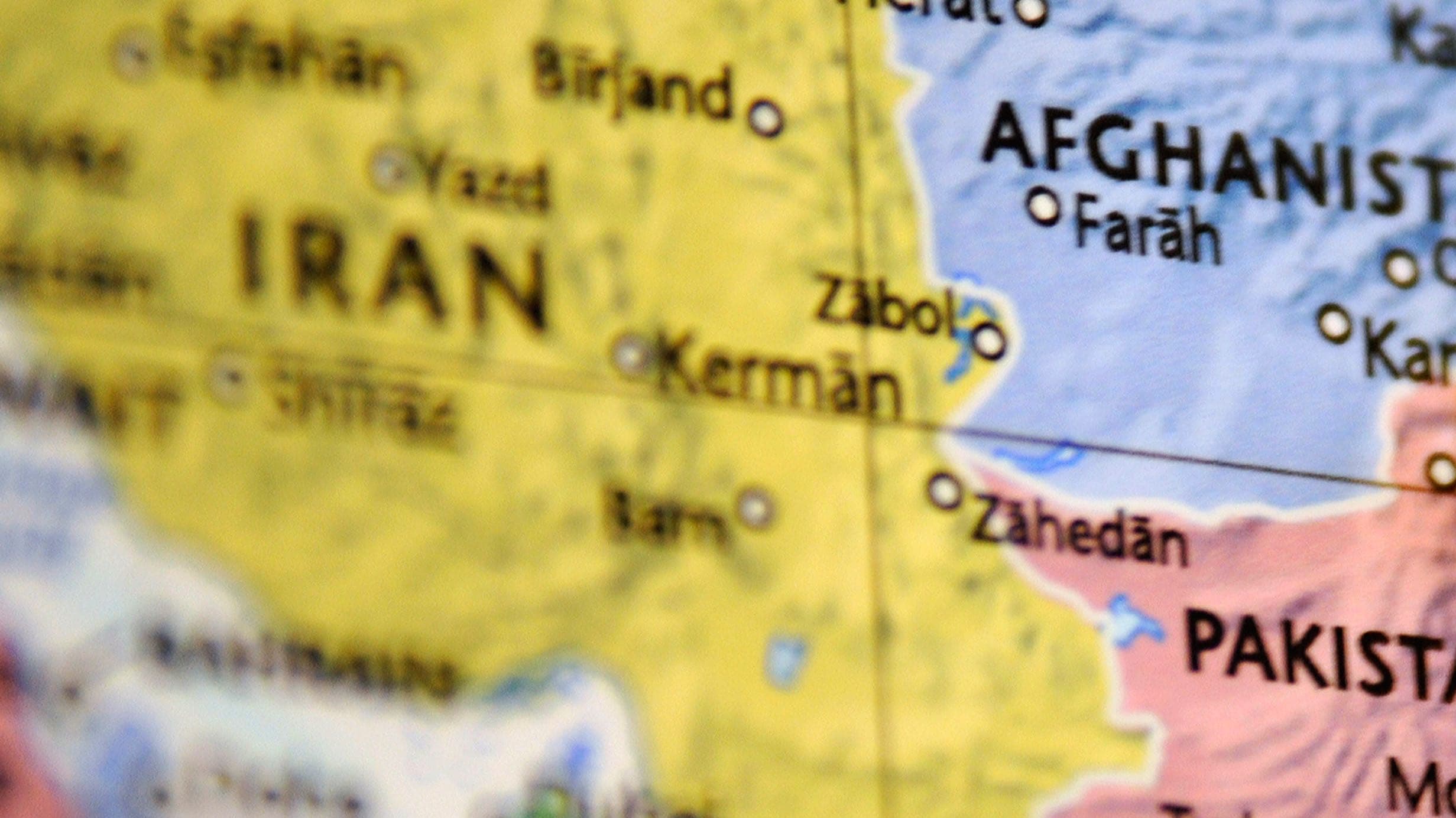 A map shows the region, including the border between Iran and Afghanistan.